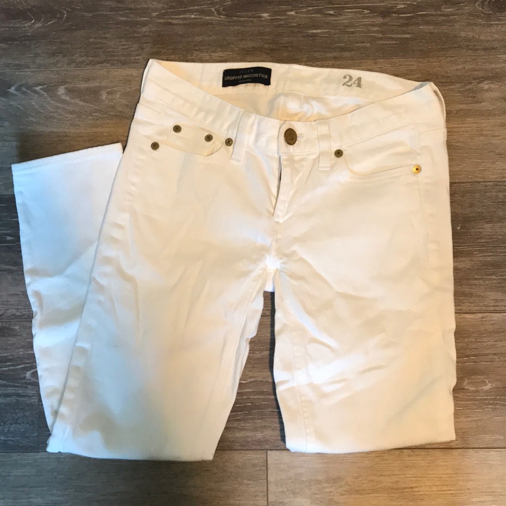 J. Crew size 24 white cropped matchstick jeans EUC